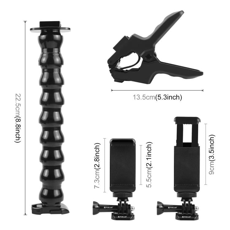 PULUZ Action Sports Cameras Jaws Flex Clamp Mount with Phone Clamp, Jaws Clamp Mount with Phone Clamp