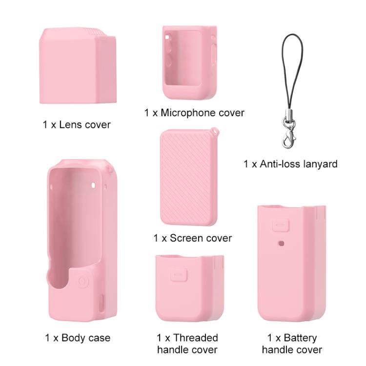 For DJI OSMO Pocket 3 PULUZ 6 in 1 Body Lens Handle Screen Mic Silicone TPU Cover