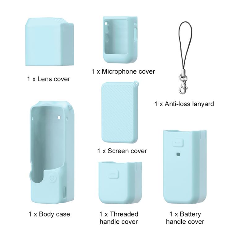 For DJI OSMO Pocket 3 PULUZ 6 in 1 Body Lens Handle Screen Mic Silicone TPU Cover