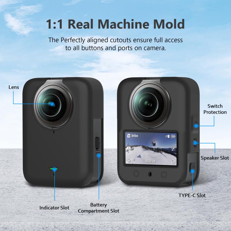 For DJI Osmo 360 PULUZ Silicone Body Protective Cover with Lens Cover, Body Cover with Lens Cover (Black), Body Cover with Lens Cover (Grey)