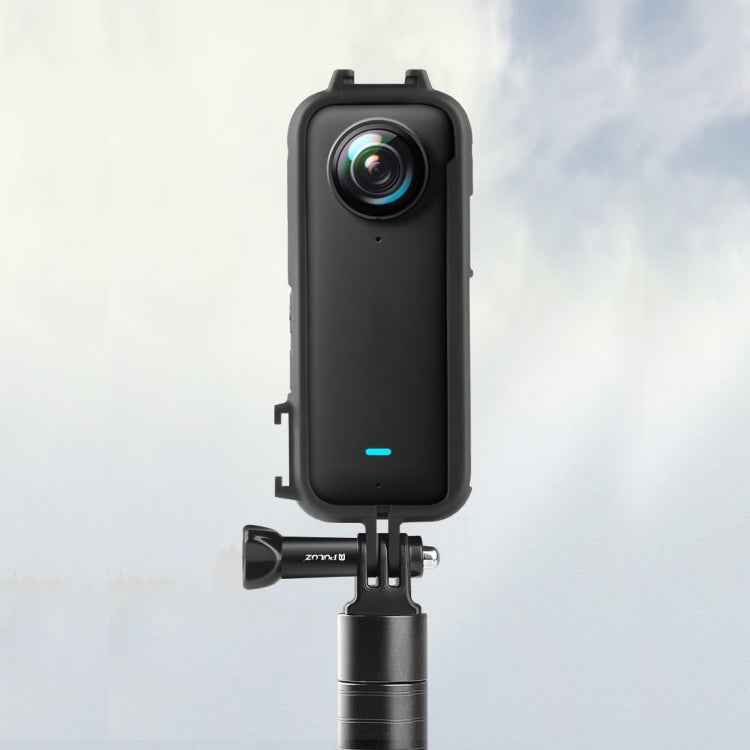 For Insta360 X3 PULUZ Cold Shoe PC Plastic Protective Frame with Adapter Mount & Screw