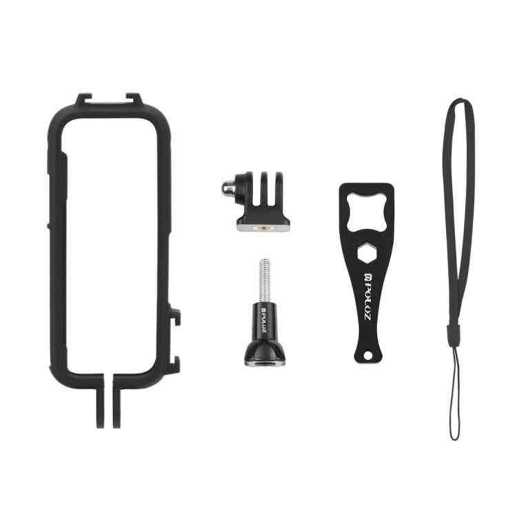 For Insta360 X3 PULUZ Cold Shoe PC Plastic Protective Frame with Adapter Mount & Screw