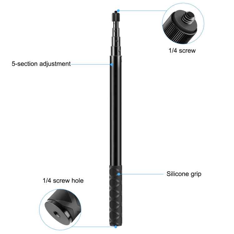 PULUZ 157cm Metal Selfie Stick Monopod  for Insta360 One RS / X2 / X3 / X4 / DJI Osmo 360