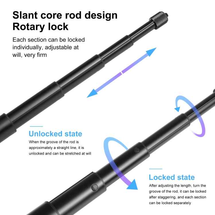 PULUZ 157cm Metal Selfie Stick Monopod  for Insta360 One RS / X2 / X3 / X4 / DJI Osmo 360