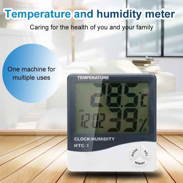 3.8 inch LCD Digital Temperature & Humidity Meter with Clock / Calendar (HTC-1)