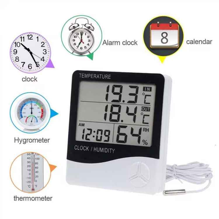 Outdoor / Indoor LCD Digital Electronic Thermometer Hygrometer Alarm Clock