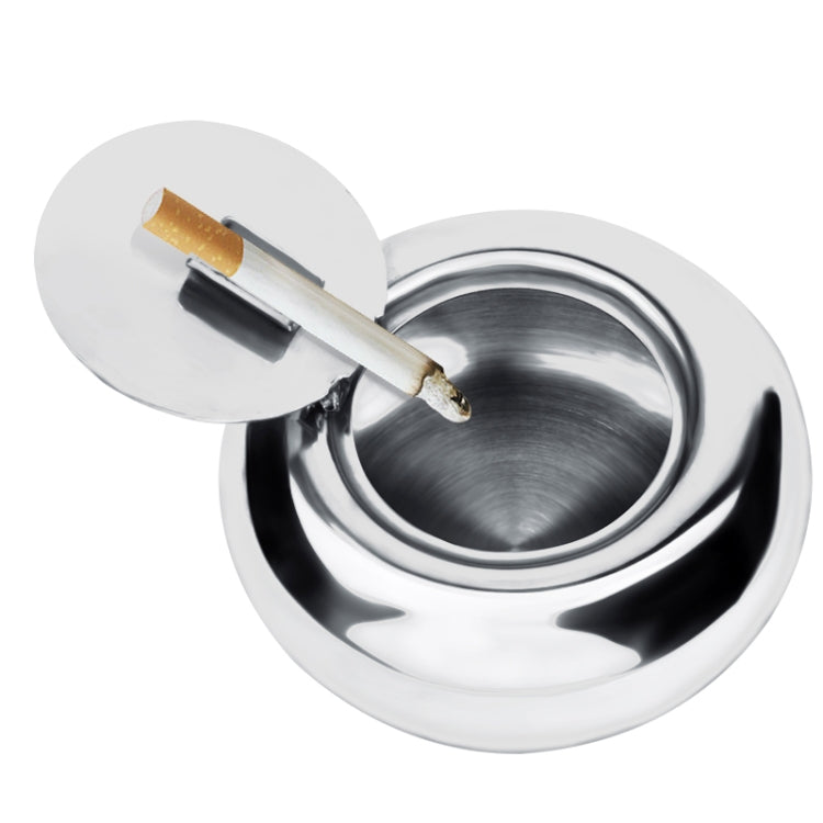 Portable Stainless Steel Drum Shaped Ashtray with Lid Cigar Holder, Drum Shaped