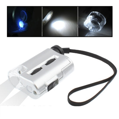Pocket 30X-60X Microscope with 2-LED Lights / Money Detector Light, 30X-60X