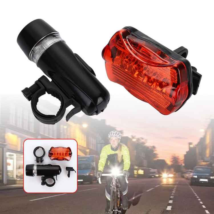 5 LED Water Resistant Bike Bicycle Head Light+ Rear Safety Flashlight