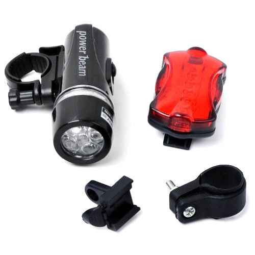 5 LED Water Resistant Bike Bicycle Head Light+ Rear Safety Flashlight
