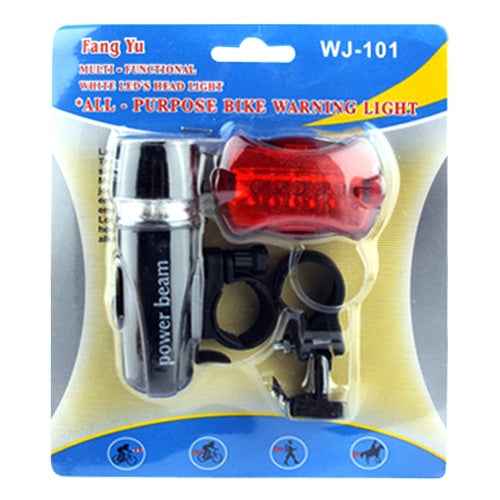 5 LED Water Resistant Bike Bicycle Head Light+ Rear Safety Flashlight