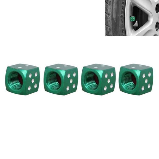 Universal 8mm Dice Style Aluminium Alloy Car Tire Valve Caps, Pack of 4