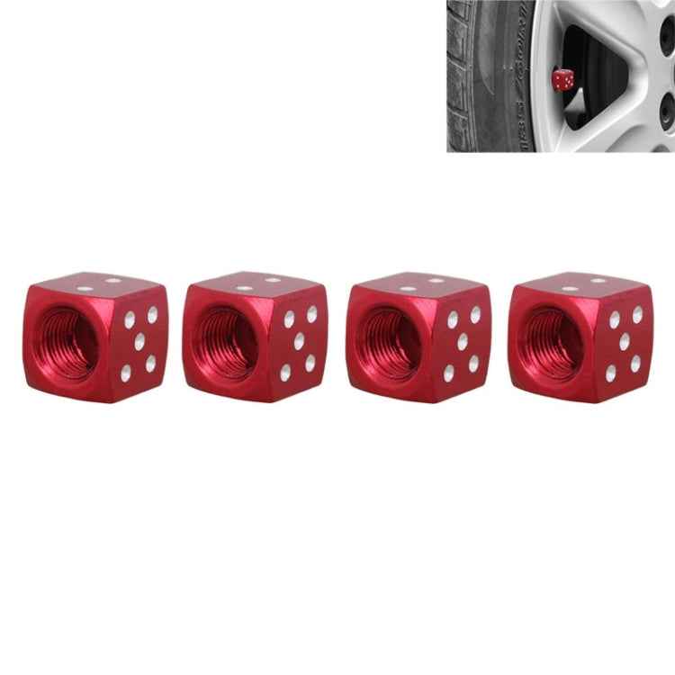 Universal 8mm Dice Style Aluminium Alloy Car Tire Valve Caps, Pack of 4