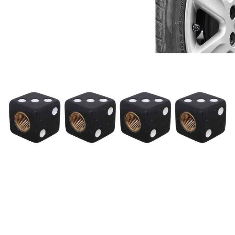 Universal 8mm Dice Style Plastic Car Tire Valve Caps, Pack of 4