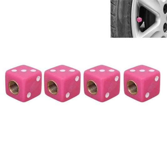 Universal 8mm Dice Style Plastic Car Tire Valve Caps, Pack of 4
