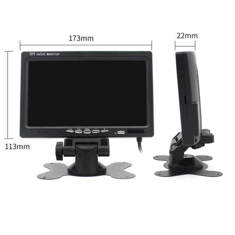 7.0 inch Car Monitor / Surveillance Cameras Monitor with Adjustable Angle Holder & Remote Controller, Dual Video Input