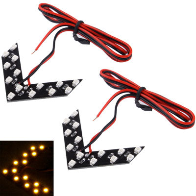 14 LED 3528 SMD Arrows Light for Car Side Mirror Turn Signal, Pairs, Universal Yellow, 2 PCS, Universal Pink Light, Universal Blue