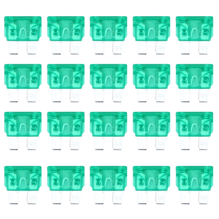 100 PCS Auto Mini Blade Fuse (30A) , DC 12V, 25A Transparent, 10A Red, 15A Blue, 30A