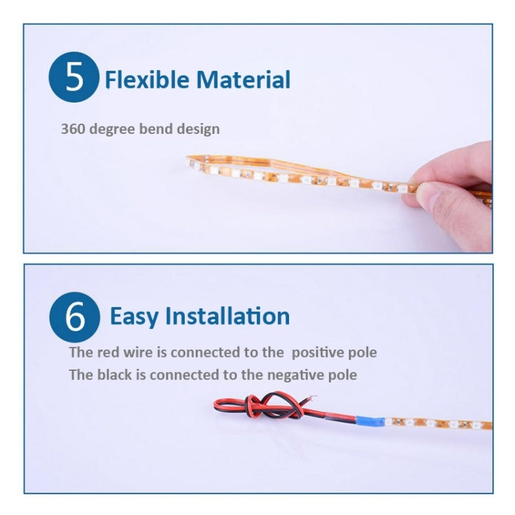 5 PCS Normally-on Style 45 LED 3528 SMD Waterproof Flexible Car Strip Light for Car Decoration, DC 12V, Length: 45cm, 45cm+Yellow, 45cm+Dark Blue, 45cm+Green, 45cm+Ice blue, 45cm+Pink, 45cm+Red, 45cm+White