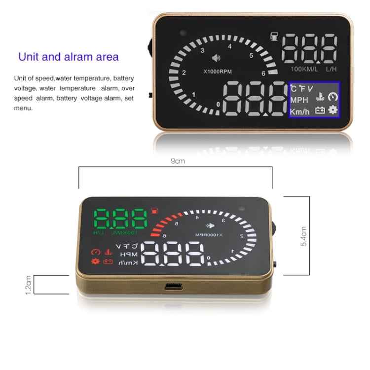 X6 3.5 inch Car OBDII / EUOBD HUD Vehicle-mounted Head Up Display Security System, Support Speed & Water Temperature & Speed Alarm & Fuel Consumption & Battery Voltage, etc.