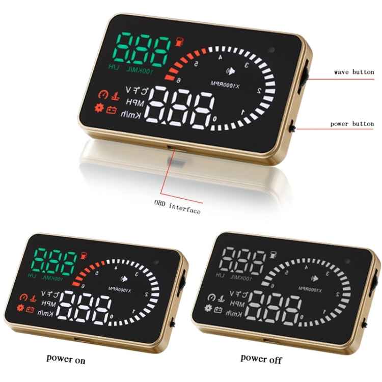 X6 3.5 inch Car OBDII / EUOBD HUD Vehicle-mounted Head Up Display Security System, Support Speed & Water Temperature & Speed Alarm & Fuel Consumption & Battery Voltage, etc.