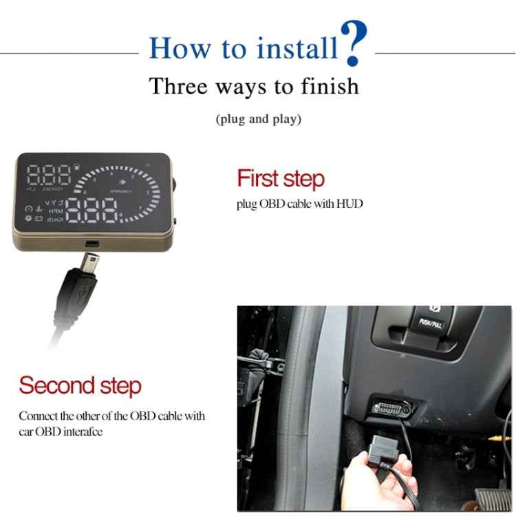 X6 3.5 inch Car OBDII / EUOBD HUD Vehicle-mounted Head Up Display Security System, Support Speed & Water Temperature & Speed Alarm & Fuel Consumption & Battery Voltage, etc.