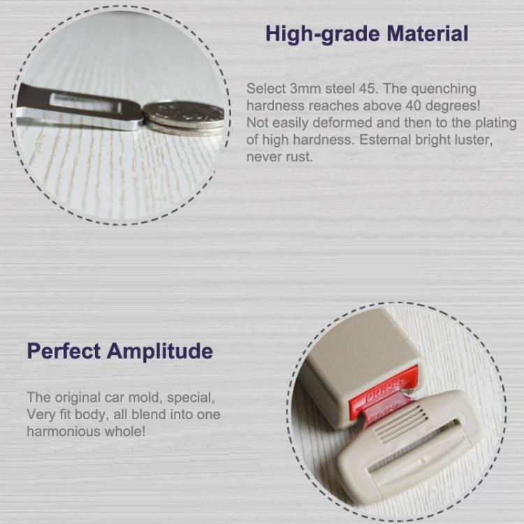 2 PCS Universal Car Seat Belt Extension Buckle, (Khaki), (Grey), (Black)