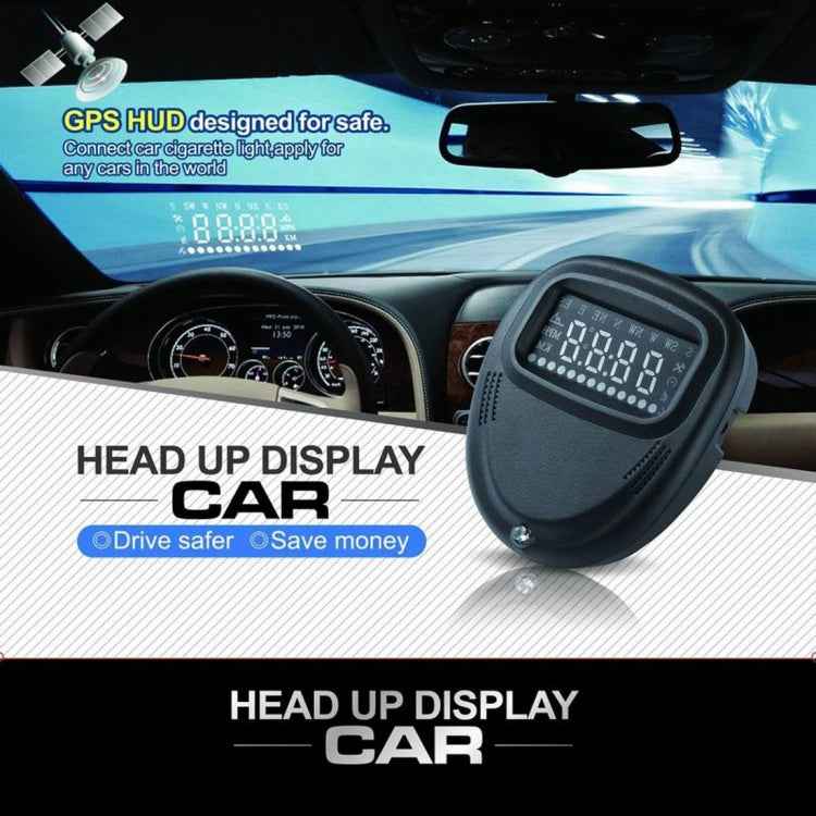 A1 2.0 inch Car GPS HUD Head Up Display Vehicle-mounted Security System, Support Speed & Real Time & Altitude & Over Speed Alarm & Compass & MPH & Auto Sleeping & KM & Satellite Signal
