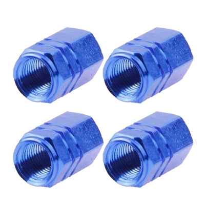 Blue Anodized Aluminum Tire Valve Stem Caps 4 pcs