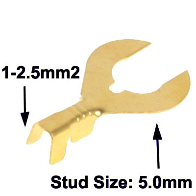 100pcs 5.0mm DIY Spade Terminal Connectors, Cable size: 1-2.5mm2 (100pcs in one packaging, the price is for 100pcs), 5.0mm