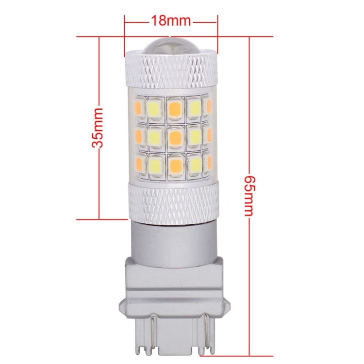 T25 8W 420LM White + Yellow Light 42 LED 2835 SMD Car Brake Light Steering Light Bulb, DC 12V, T25