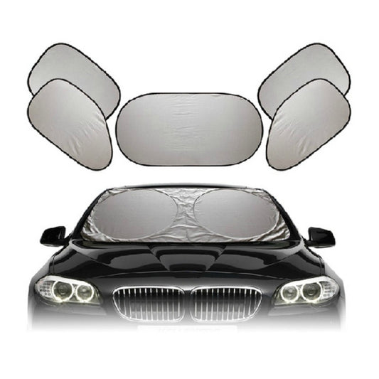 6 in 1 Summer Accessories Coated Silver Car Sun Shade Cloth Set, Random Color Delivery, 6 in 1 Sun Shade