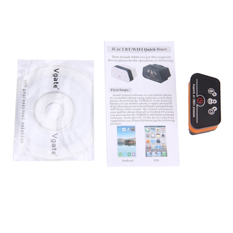 Vgate iCar II Super Mini ELM327 OBDII Bluetooth V3.0 Car Scanner Tool, Support Android OS, Support All OBDII Protocols