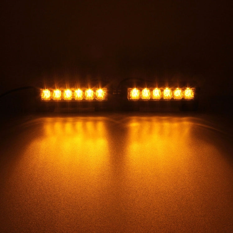 2 PCS  6 inch 6 LED 2 x 18W Car Flash Warning Light Yellow Change White Waterproof Emergency Light, DC 12V