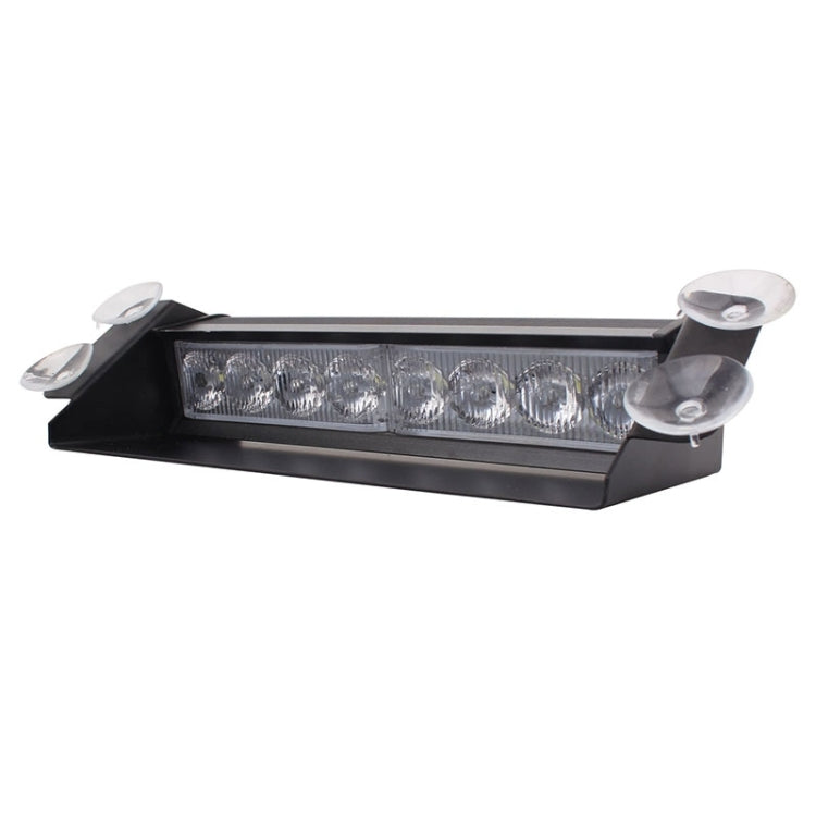 8W 800LM 8-LED 3-Modes Adjustable Angle Car Strobe Flash Dash Emergency Light Warning Lamp with Suckers, DC 12V, White + Yellow