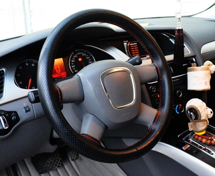 PU Leather Steering Wheel Cover With Needle and Thread, Size: 54x10.5cm, S-CMS-7771A, S-CMS-7771B