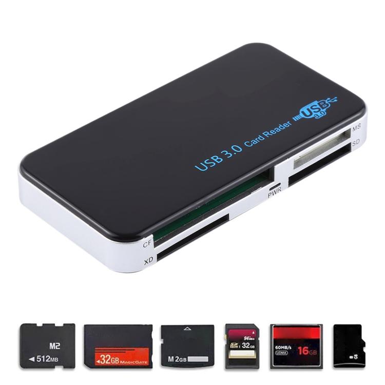USB 3.0 Card Reader, Super Speed 5Gbps, Support CF / SD / TF / M2 / XD / MS Card, Plastic Shell