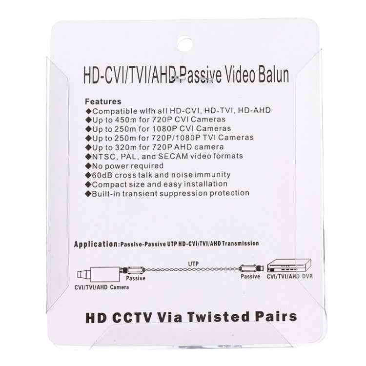 2 PCS 202C-HD CVI/TVI/AHD 1CH Passive Video Balun Coaxial Adapter