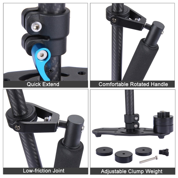 PULUZ 38.5-61cm Carbon Fiber Handheld Stabilizer for DSLR & DV Digital Video & Cameras, Capacity Range 0.5-3kg