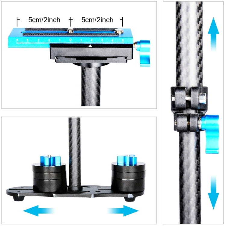 PULUZ 38.5-61cm Carbon Fiber Handheld Stabilizer for DSLR & DV Digital Video & Cameras, Capacity Range 0.5-3kg