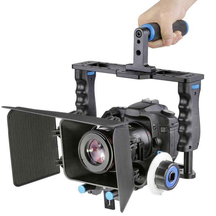 YELANGU YLG1103A-B Large Handle Video Camera Cage Stabilizer + Matte Box Kit for DSLR Camera / Video Camera