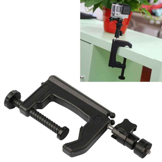 Desktop Fixed Clamp Holder Mount with Tripod Adapter for GoPro, Insta360, DJI and Other Action Cameras, Clamp Size: 1 - 6 cm