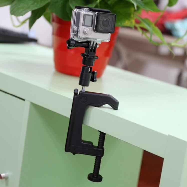 Desktop Fixed Clamp Holder Mount with Tripod Adapter for GoPro, Insta360, DJI and Other Action Cameras, Clamp Size: 1 - 6 cm