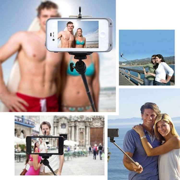 YKD-121 Extendable Handheld Selfie Monopod with Bluetooth Remote Shutter + Clip Holder Set for Mobile Phone