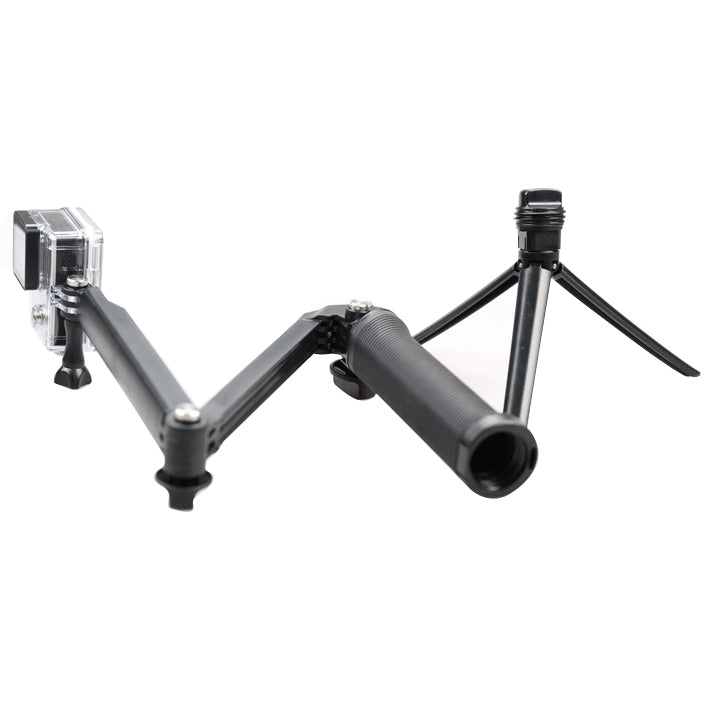 3-Way Multi Function Extendable Monopod Tripod Folding Rotating Arm Camera Handle for GoPro, Insta360, DJI and Other Action Cameras