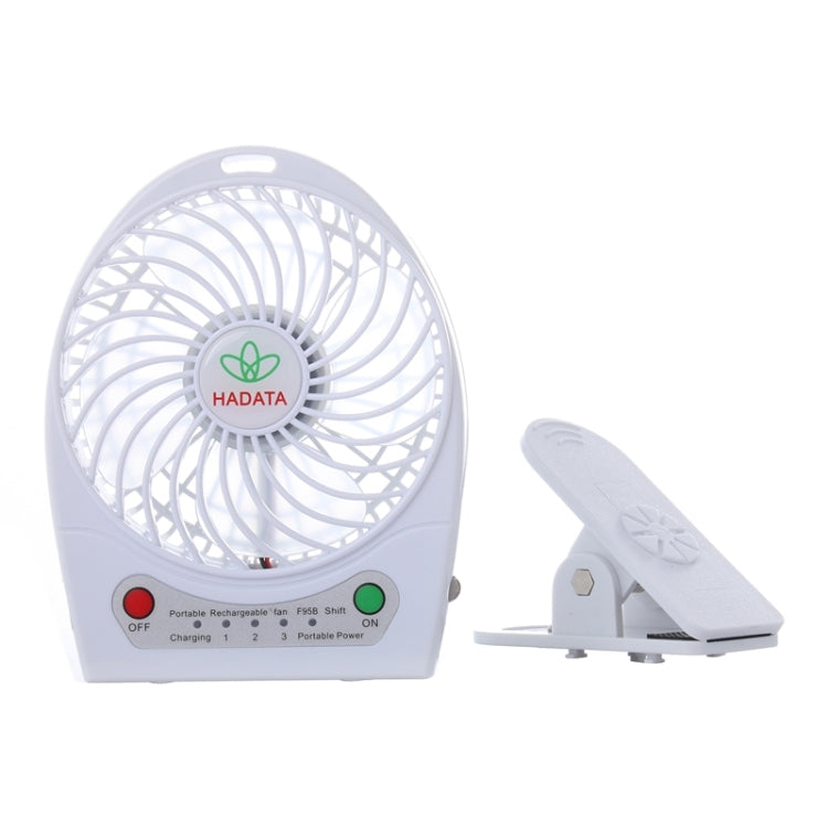 Hadata 4.3 inch Portable USB / Li-ion Battery Powered Rechargeable Fan with Third Wind Gear Adjustment & Clip