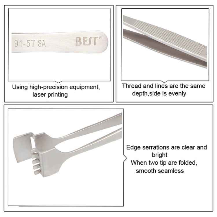 BEST BST-91-5T SA Professional Stainless Steel Wafer Tweezers for Silicon Wafer