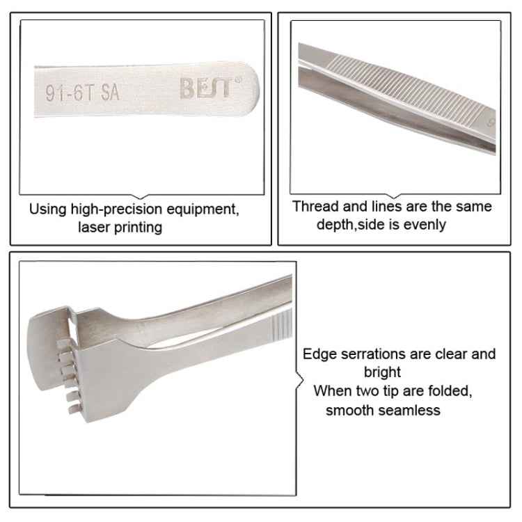 BEST BST-91-6T SA Professional Stainless Steel Wafer Tweezers for Silicon Wafer