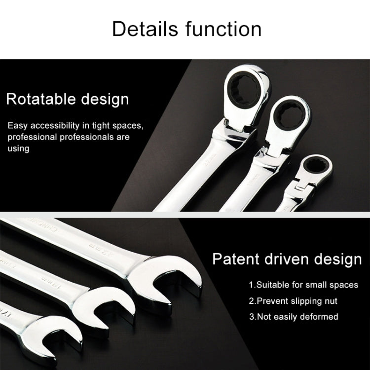 12mm Dual-use Opening Plum Ratcheting Angled Wrench , Length: 16.5cm
