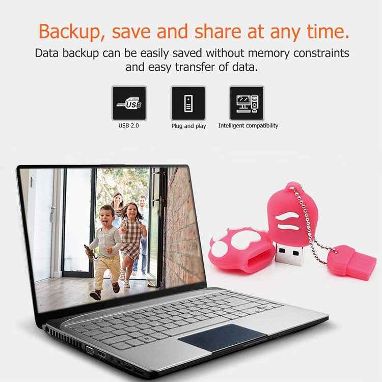 16GB Bear Paw Shaped Silicone USB 2.0 Flash Disk with Anti Dust Cup, 16GB (Red Plum)